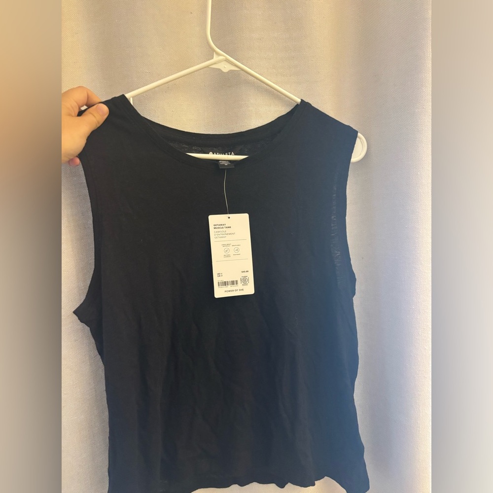Athleta Black muscle crop  Tank Top NWT